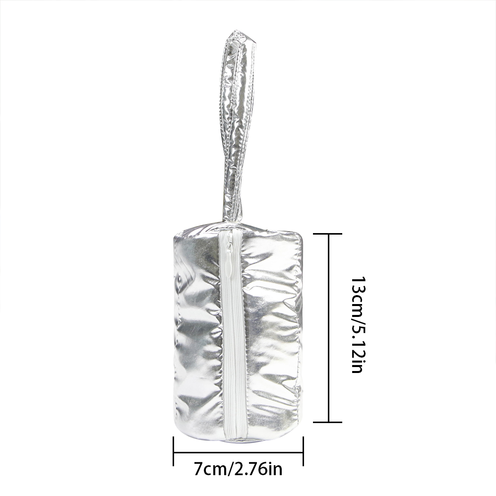 Silver nylon zipper silver handle storage bag