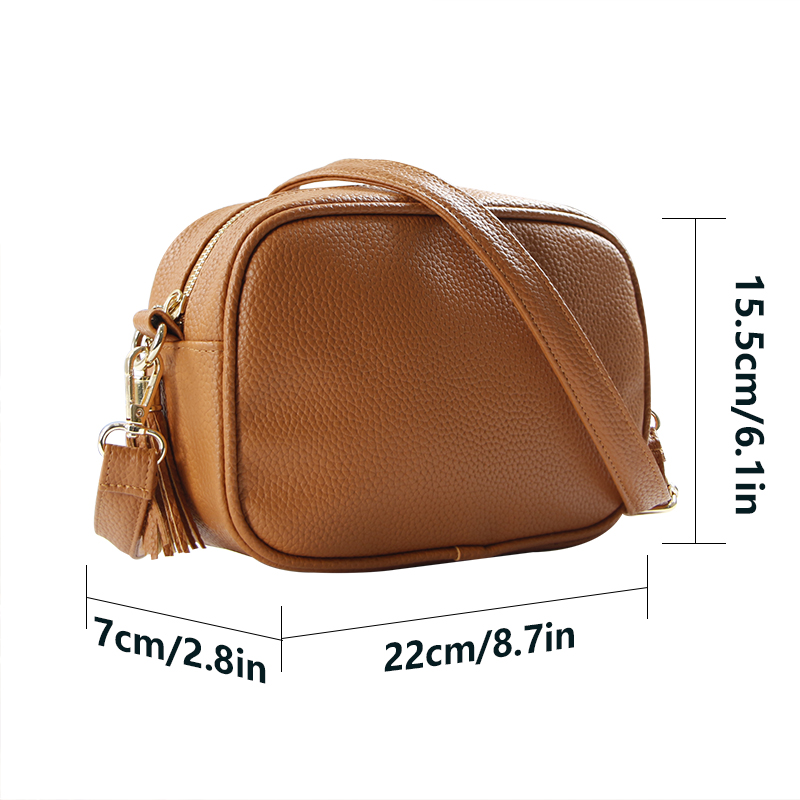 PU Leather Removable Shoulder Strap Zipper Crossbody Bag