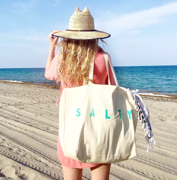 canvas beach tote bag