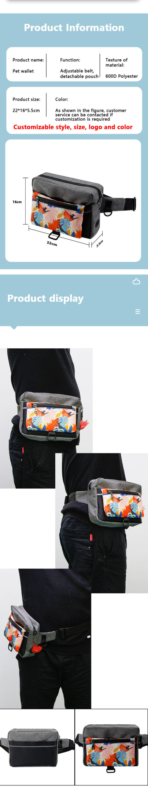 Polyester Dog Fanny Pack Crossbody Bag