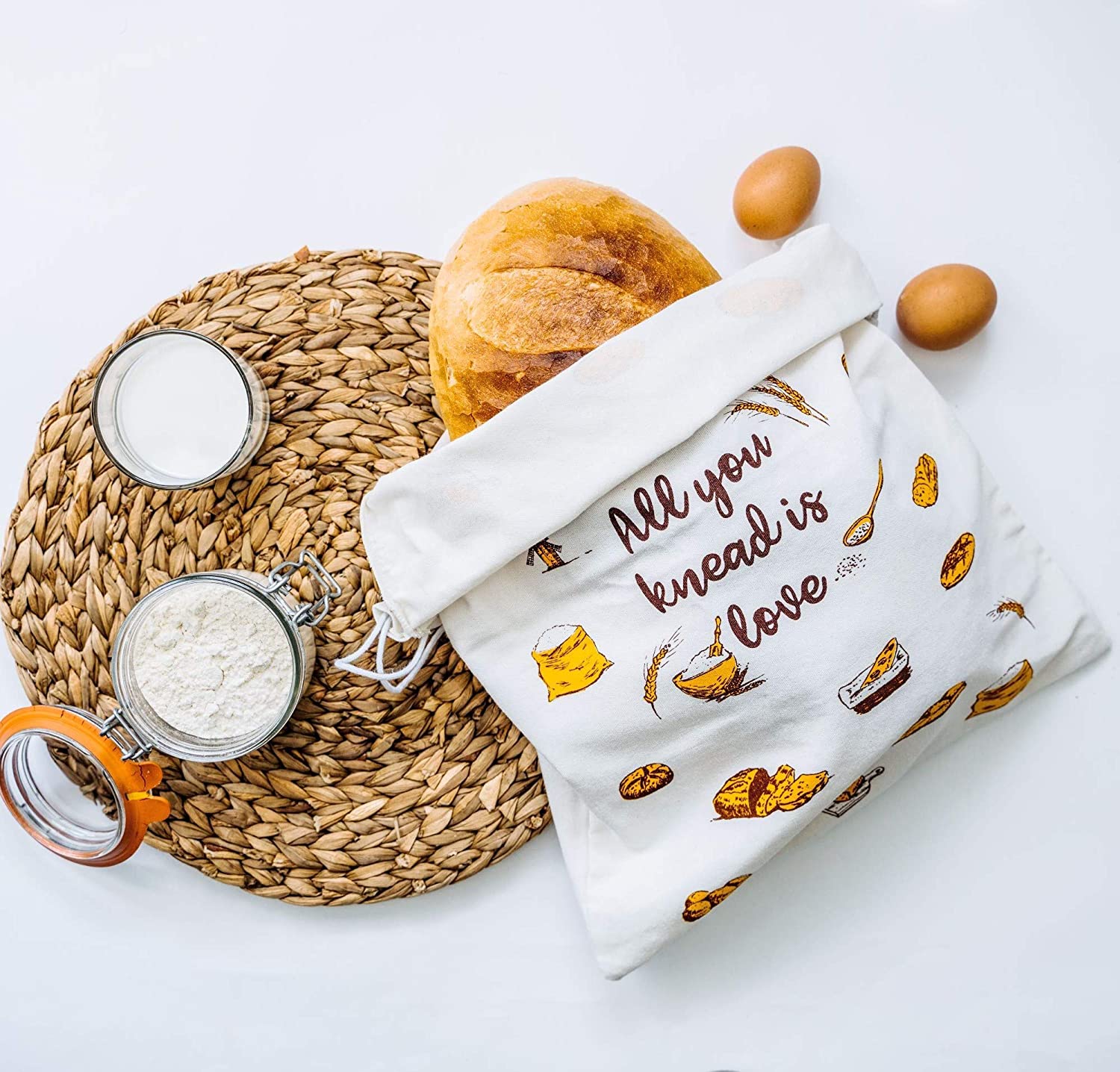 Wholesale custom newest reusable cotton drawstring bread storage bag