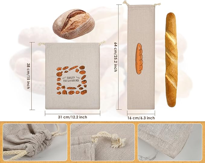 ‎Custom Linen homemade bread fresh baguette bread storage bag wholesale