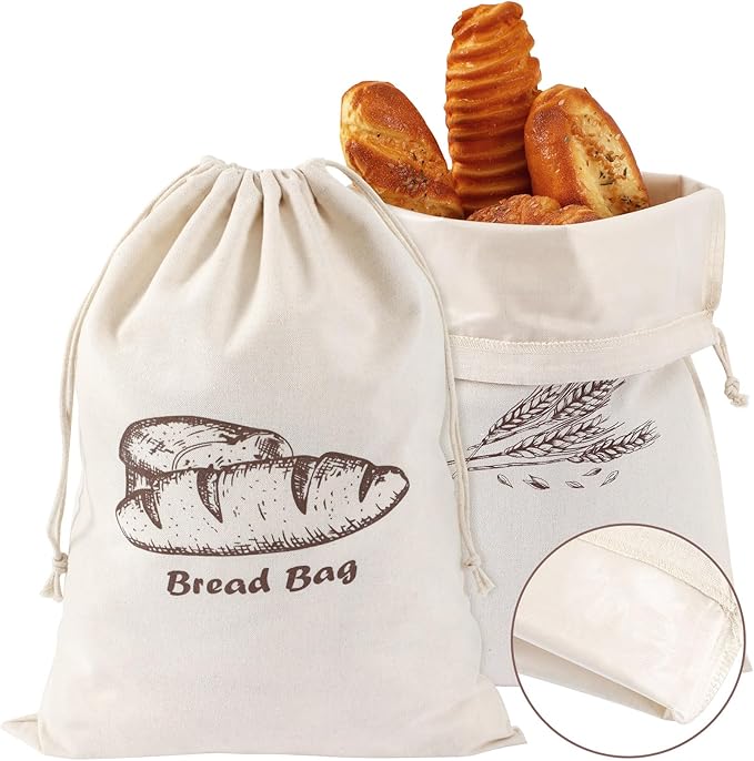 Custom Natural Linen Large Storage Bread Bag