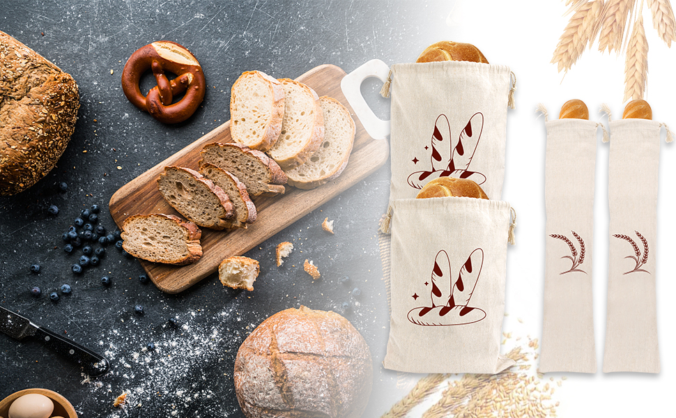 ‎Wholesale custom white cotton reusable homemade baguette bread bag