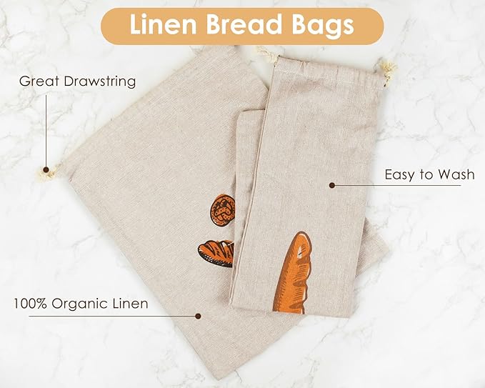 Custom Linen homemade bread fresh baguette bread storage bag wholesale