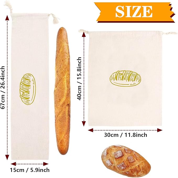 Custom Reusable Linen Homemade Baguette Bread Storage Bag