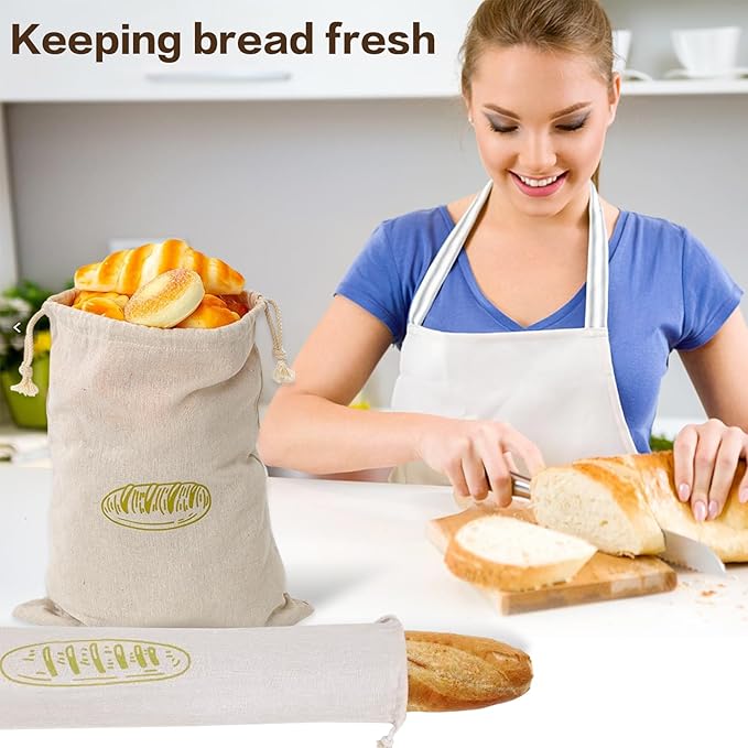 Custom Reusable Linen Homemade Baguette Bread Storage Bag