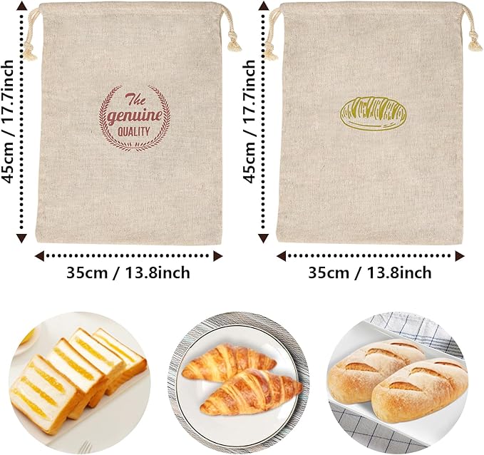 Custom Reusable Linen Homemade Baguette Bread Storage Bag