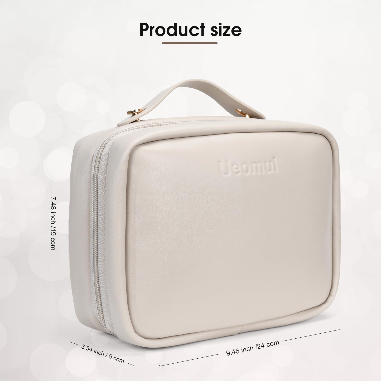 Custom PU leather two-way zipper large capacity multi-function makeup cosmetic bag wholesale