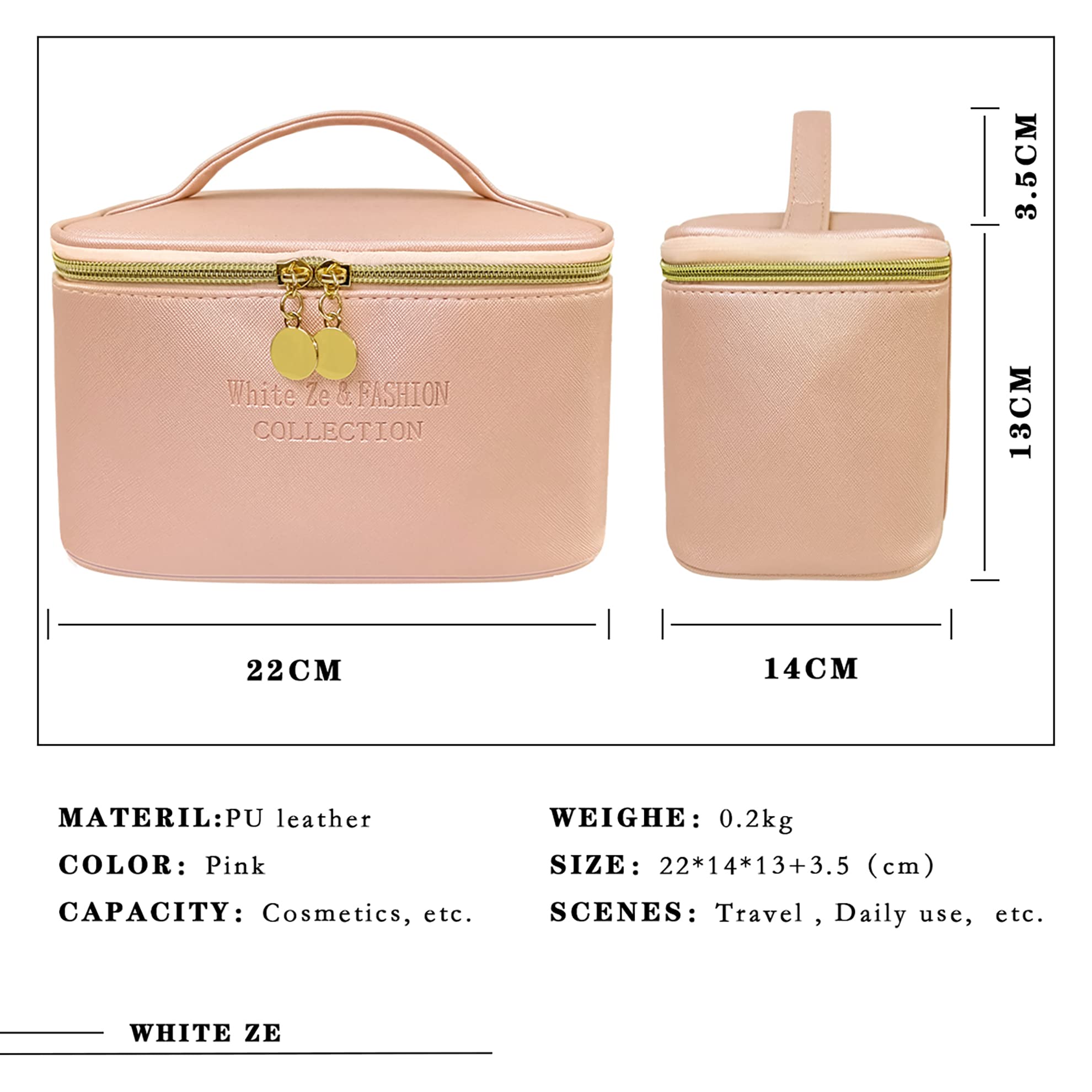 Wholesale custom soft PU leather high capacity can be foldable waterproof makeup cosmetic bag